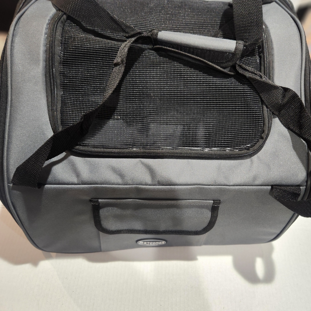 Gray Pet Carrier with Black Straps - Picture 9 of 11